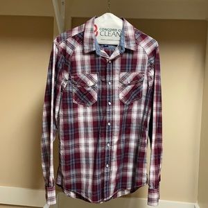 White and maroon flannel. Never worn.